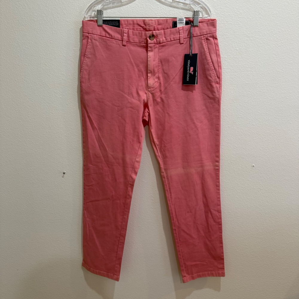 Vineyard Vines Breaker Pant Mens 34x30 Pink Cotton Stretch Chino Trousers NWT